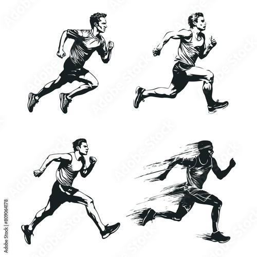 Runner Black Color Vector Illustration Clipart