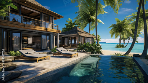 exclusive island retreat: pristine beaches, private cabanas, azure waters,