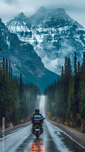 Adventure Seeker: Photo Realistic Motorbike Journey Through Canadian Rockies