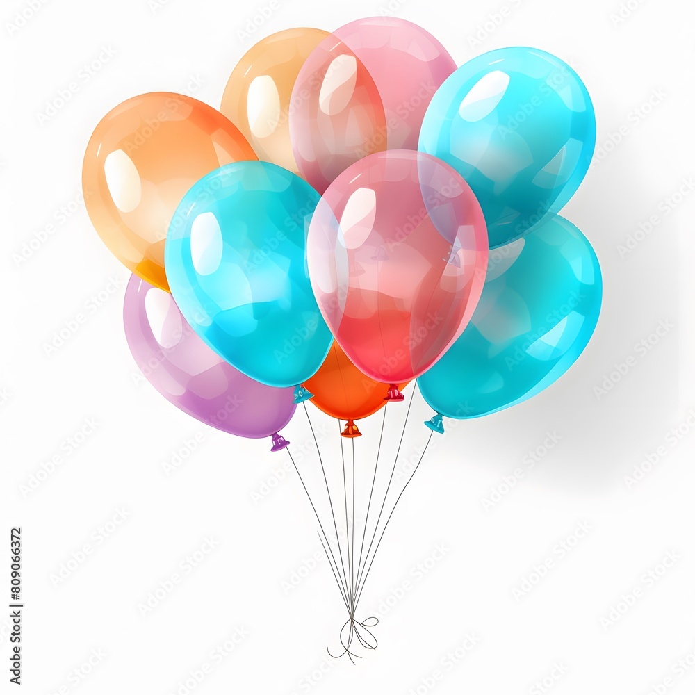 Colorful balloons isolated on white background. Generative AI.