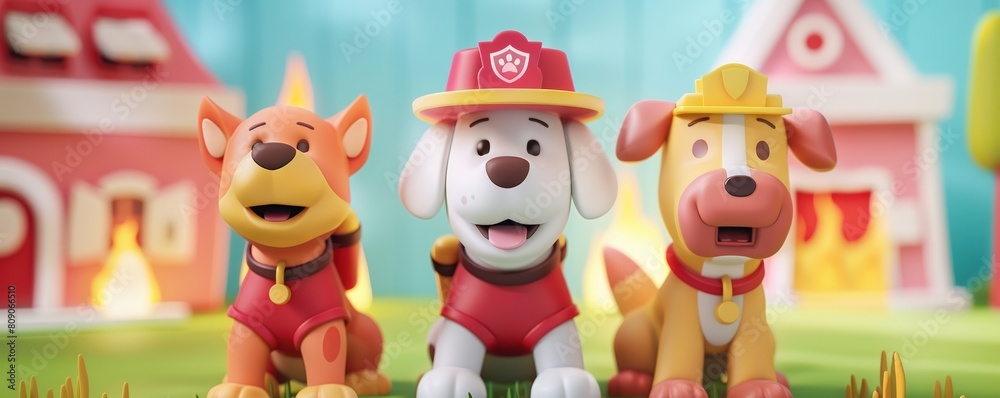 Three dogs are standing in a grassy field Three dogs are standing in a grassy field