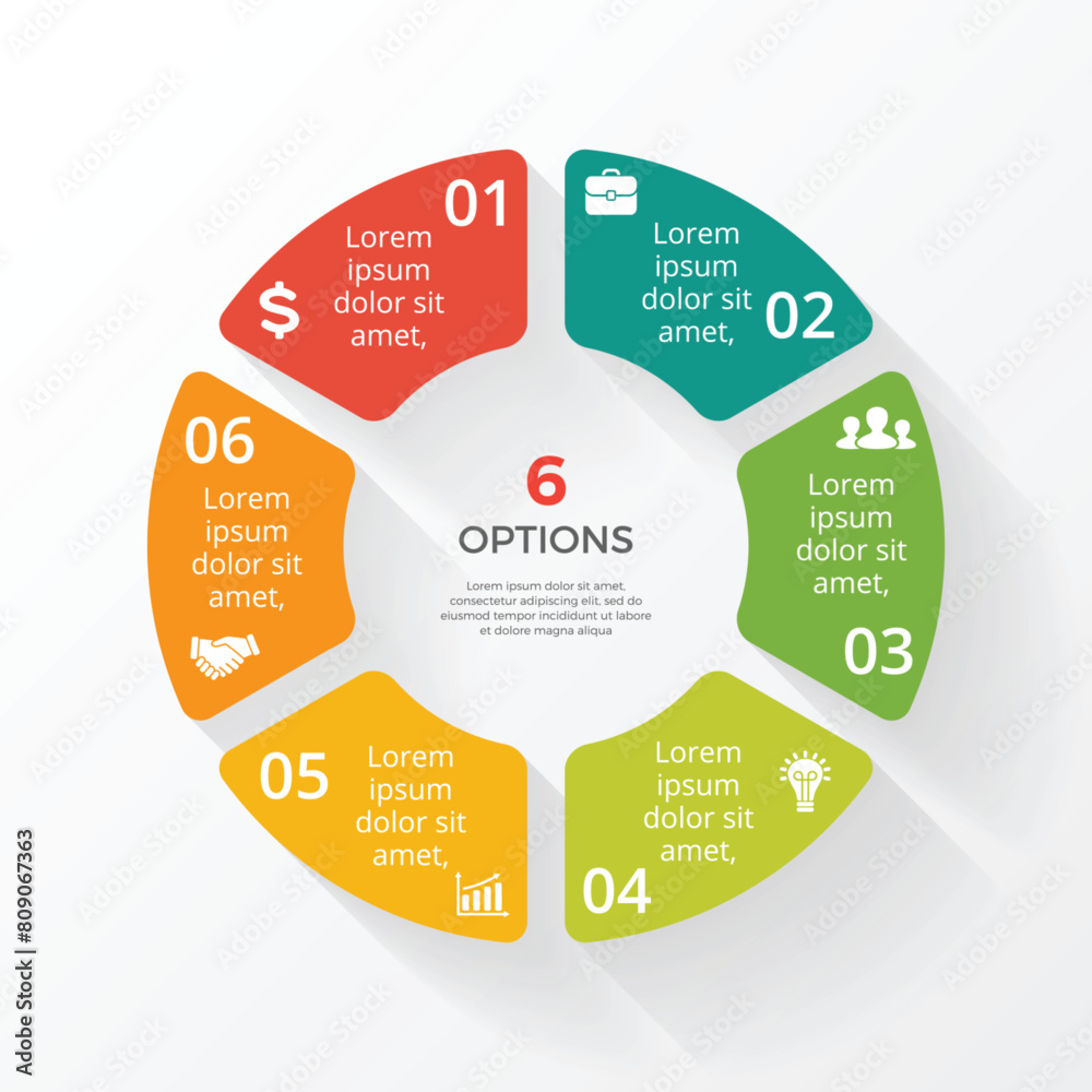 Six 6 Options Circle Cycle Infographic Template Design Six 6 Options Circle Cycle Infographic Template Design