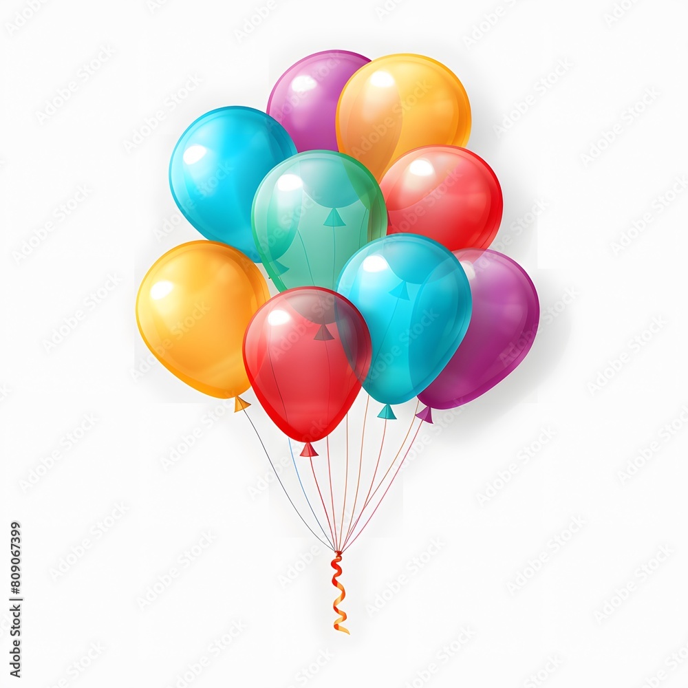 Colorful balloons isolated on white background. Generative AI. Colorful balloons isolated on white background. Generative AI.