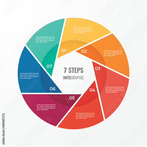 Circle Infographic Template Design With 8 Steps, Process Workflow Diagram