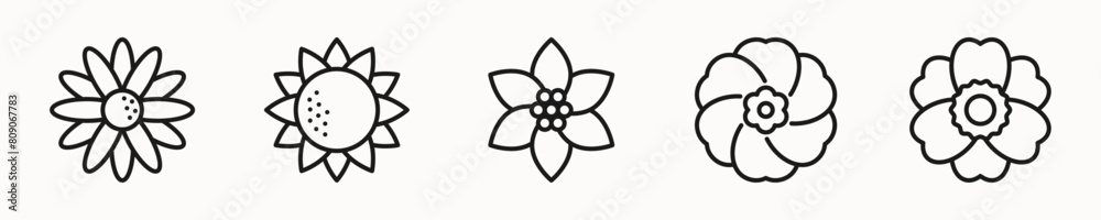 Flower line icons set. Plant sign, symbol. Isolated on a white background. Pixel perfect. Editable stroke. 64x64. Flower line icons set. Plant sign, symbol. Isolated on a white background. Pixel perfect. Editable stroke. 64x64.