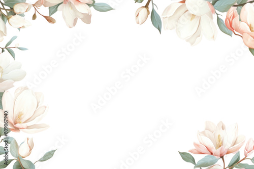 PNG  Magnolia border frame backgrounds pattern flower photo