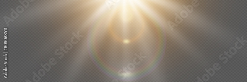 Sunlight with special glare effect. On a transparent background. photo