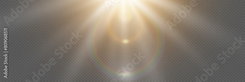 Sunlight with special glare effect. On a transparent background.