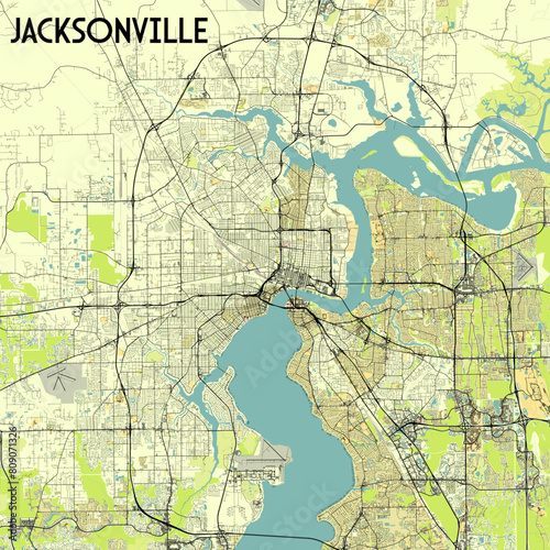 Jacksonville, Florida USA map poster art