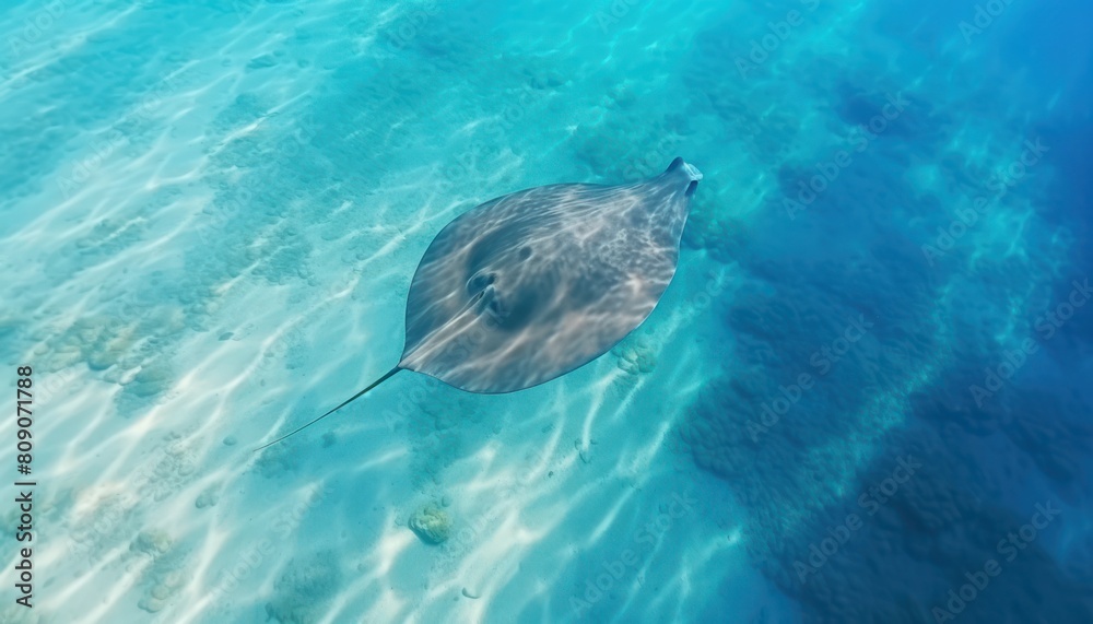Giant Stingrays in the blue ocean, a stunning view of marine animals
