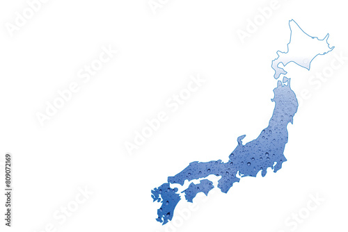 日本列島で切り抜いた水滴　梅雨のイメージ