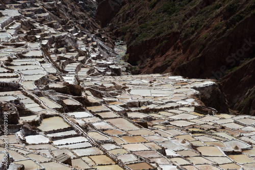 Billede på lærred terraces with brackish water in the reserve called Salineras de Maras in the sac