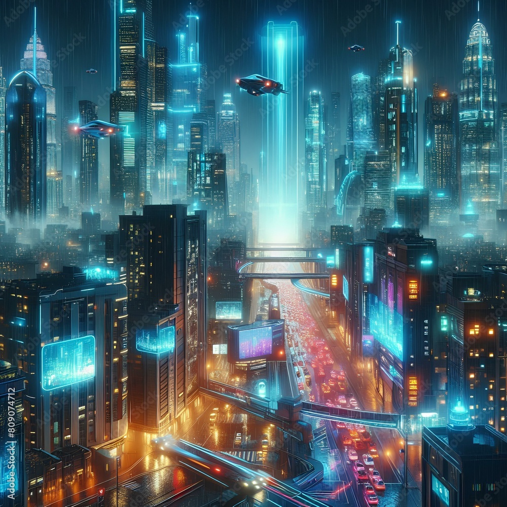 Neon Metropolis Cyberpunk Cityscape.