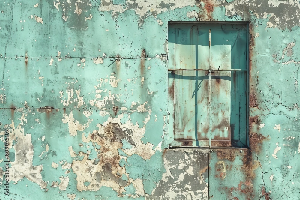 Naklejka premium The image is a close up of a rusted metal structure with colorful paint