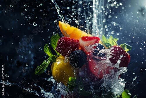 Enjoy a mocktail recipe in a food explosion on black