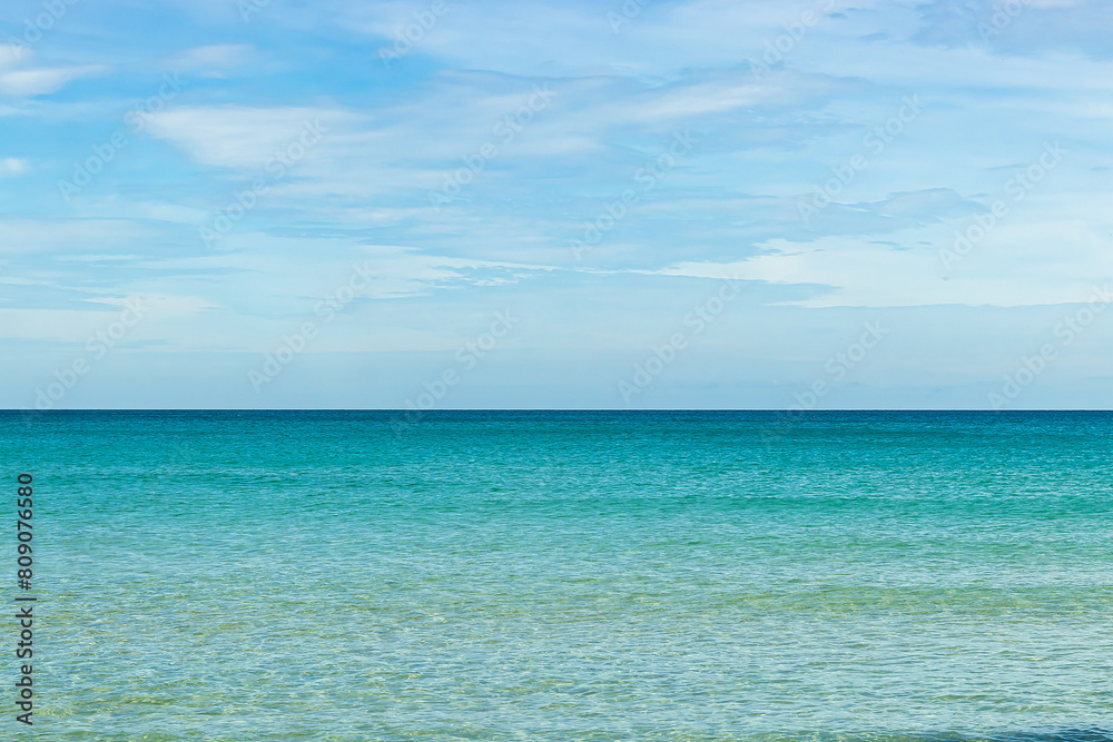 Nature daylight and blue sky with white clouds floating on at morning over the sea.