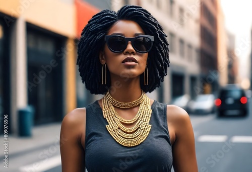 Pixel art fashionforward black woman posing in ove (5) photo