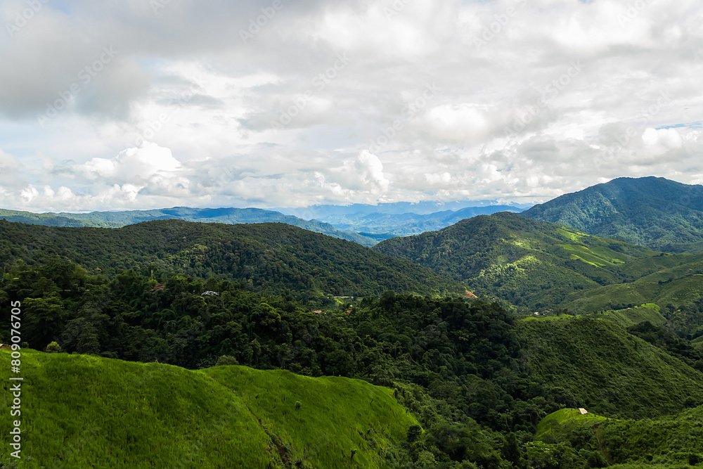 View of the green mountains at Thailand.