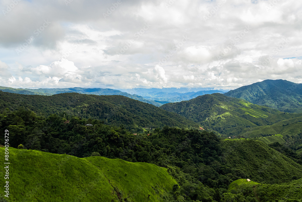 Fototapeta premium View of the green mountains at Thailand.