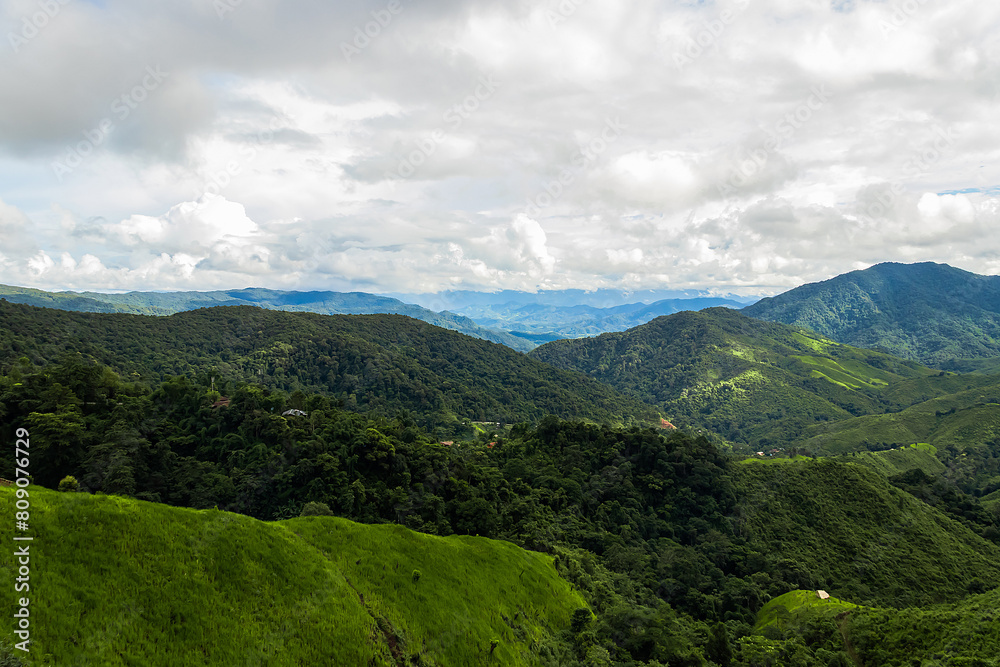 View of the green mountains at Thailand.