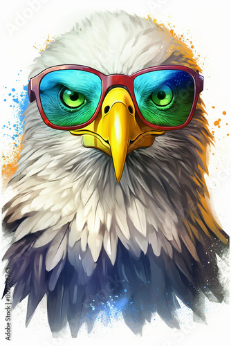 Farbenfroher Vogel mit Sonnenbrille