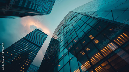 Wallpaper Mural Modern skyscraper, business office buildings. Corporate and business district with glass buildings. Torontodigital.ca