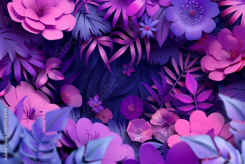 Neon color of flowers invites a breathtaking garden scene that transcends the ordinary with paper art styles  kawaii template sharpen with copy space