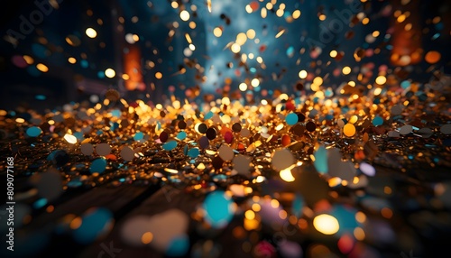 Abstract background with bokeh lights and stars. 3d rendering