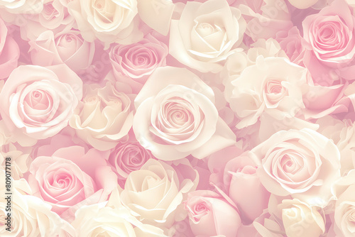 seamless Beautiful pink and white roses background for valentine's day