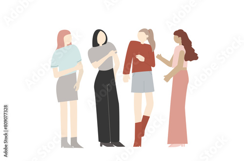 A group of girl chatting together ,vector flat art.