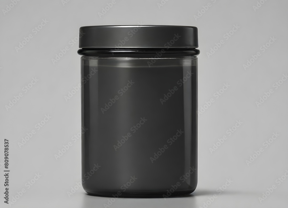 black plastic jar against a plain gray background create with ai black plastic jar against a plain gray background create with ai