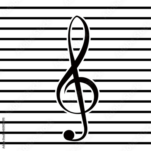 Treble clef music icon isolated on white background