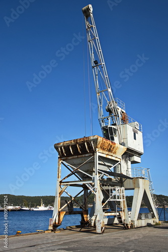 Crane in the harbour in Kristiansand in Norway, Europe
