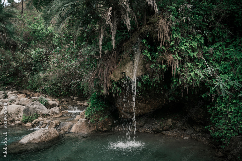 Fototapeta premium India, Rishikesh March 2024. Secret Waterfall.