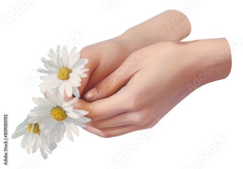 PNG Daisy hand painting holding.