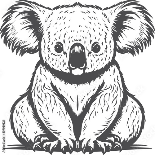 Photography Koala Coloring Page for Kids stock illustration