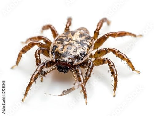 Closeup Shot of Venomous Brown Tick Crawling on White Surface © Natanong