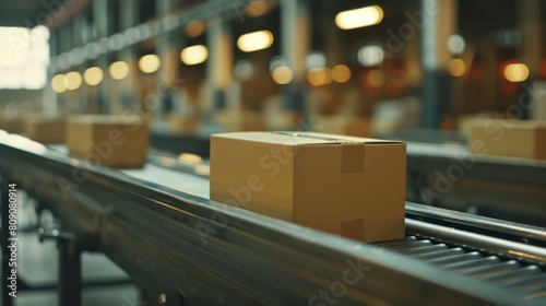 Conveyor Belt with Cardboard Boxes