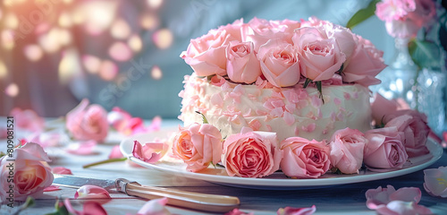 cake with roses   for mother day