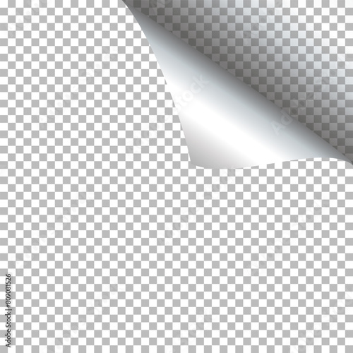 
Curled page. Paper page turning corner vector illustration. Transparent white paper sticker. Corner paper page, sheet sticker curl, rolled fold.  Office essentials.eps 10.