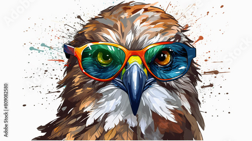 Farbenfroher Vogel mit Sonnenbrille