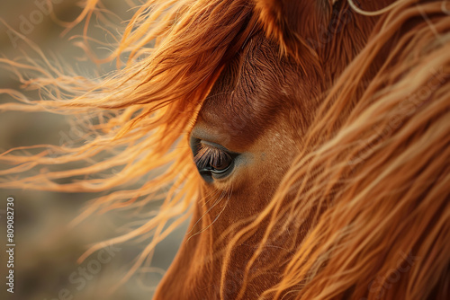 Close-Up of Horse Face in Golden Hour Light