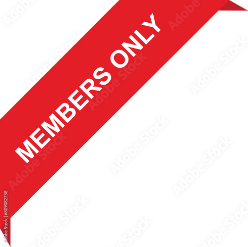Members only red corner ribbon tag with text