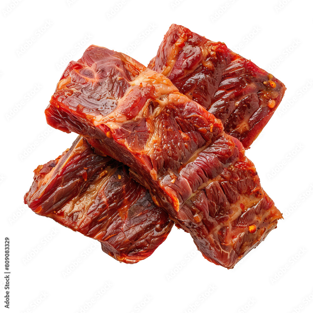 Fototapeta premium Beef jerky is a great snack. It's packed with protein and it's also very portable.