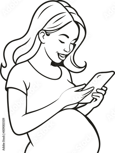 Pregnant woman with big belly reading and preparing for the birth, isolated clipart svg for stages of pregnancy, birth plan, health, life, family, healthcare, lifestyle, prescription, body, family 