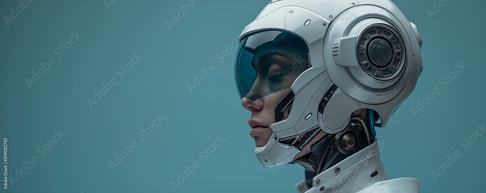 Astrographic robot head in profile view Astrographic robot head in profile view