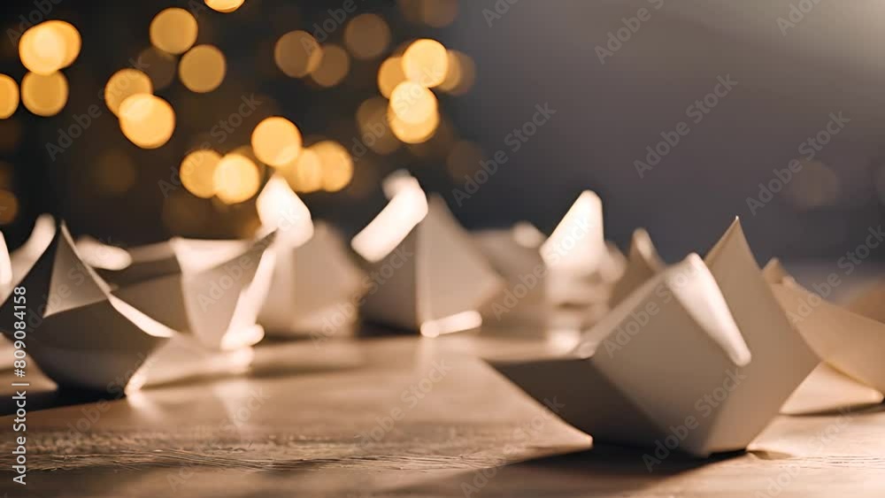 Origami Stars Arranged on Table Generative AI Origami Stars Arranged on Table Generative AI