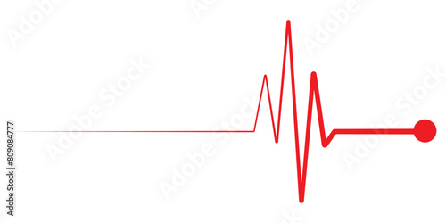 Heartbeat, pulse line vector, ECG, EKG cardiogram silhouette line icon. Heart beat red graph icon. Heart beat wave. Heartbeat sign in flat design. vector illustration. 