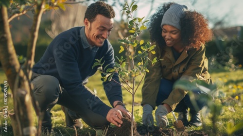 Couple Planting a Young Tree