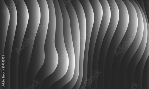 Abstract wavy black and white background. Minimal grey gradient backdrop design © Roni